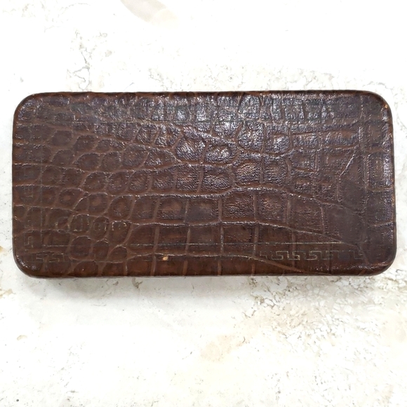 Vintage Gillette shaving kit alligator look brown case - Picture 3 of 16